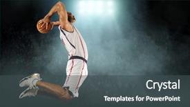  Presentation with dynamic - PPT layouts with caucassian basketball player in dynamic background and a dark gray colored foreground