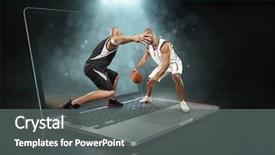  Presentation with basketball players - PPT layouts featuring caucassian basketball players in dynamic background and a gray colored foreground