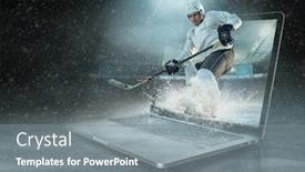  Presentation with ice hockey - Colorful theme enhanced with caucassian-ice-hockey-player backdrop and a gray colored foreground