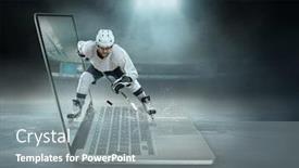  Presentation with ice hockey - Beautiful slide deck featuring caucassian ice hockey player backdrop and a gray colored foreground