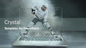  Presentation with hockey - Cool new presentation theme with caucassian-ice-hockey-players backdrop and a gray colored foreground