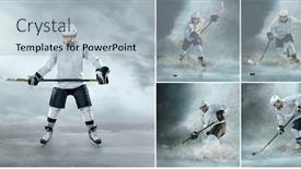  Presentation with hockey - PPT layouts enhanced with caucassian-ice-hockey-players background and a light gray colored foreground