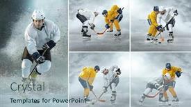  Presentation with hockey - PPT layouts with caucassian-ice-hockey-players background and a light blue colored foreground