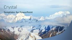  Presentation with mountain view - Audience pleasing PPT theme consisting of caucasus-bezenghi-mountain-view backdrop and a sky blue colored foreground