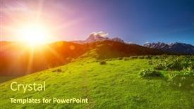  Presentation with mountains - Colorful presentation theme enhanced with caucasus-mountains-in-georgia-beautiful backdrop and a gold colored foreground