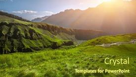  Presentation with landscape - Presentation theme consisting of caucasus-mountains-in-georgia-beautiful background and a tawny brown colored foreground
