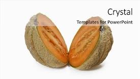  Presentation with melon - Colorful PPT layouts enhanced with caucus - cut melon isolated on white backdrop and a white colored foreground