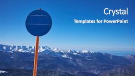  Presentation with mountain top - Slide deck having caucus - empty sign ski-track with caucasus background and a teal colored foreground
