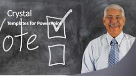  Presentation with voting - Slide set consisting of caucus - voting boxes displayed background and a dark gray colored foreground