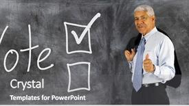  Presentation with chalk-board - Audience pleasing theme consisting of caucus - voting boxes displayed backdrop and a gray colored foreground