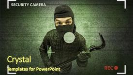  Presentation with camera - Slide set having caught burglar by house camera background and a tawny brown colored foreground