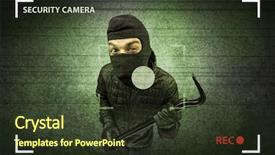  Presentation with lights camera action - Presentation theme consisting of caught burglar by house camera background and a tawny brown colored foreground