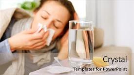  Presentation with sneezing - Amazing theme having woman flu woman caught cold backdrop and a coral colored foreground