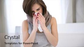  Presentation with sneezing - Cool new slides with sniffling - sick woman flu woman caught backdrop and a coral colored foreground