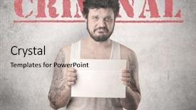  Presentation with gangster - PPT theme having caught gangster with criminal background background and a soft green colored foreground