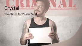  Presentation with gangster - Amazing PPT theme having caught gangster with criminal background backdrop and a soft green colored foreground