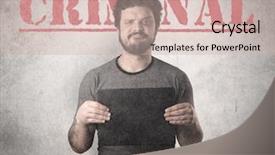  Presentation with gangster - Amazing PPT theme having caught gangster with criminal background backdrop and a soft green colored foreground