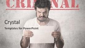  Presentation with gangster - Beautiful PPT theme featuring caught gangster with criminal background backdrop and a lemonade colored foreground