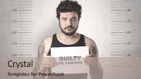  Presentation with music signs teal - PPT theme consisting of caught guilty man with id background and a  colored foreground