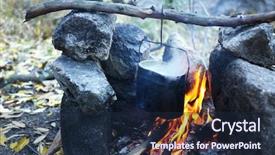  Presentation with wildland fire - Audience pleasing PPT layouts consisting of cauldron - kettle hanging above fire backdrop and a wine colored foreground