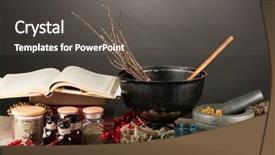  Presentation with scary - Audience pleasing presentation design consisting of cauldron - scary halloween laboratory backdrop and a  colored foreground