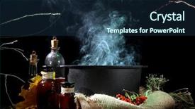  Presentation with scary halloween - Cool new PPT theme with cauldron - scary halloween laboratory backdrop and a ocean colored foreground