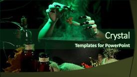  Presentation with scary halloween - Presentation design consisting of cauldron - witch in scary halloween laboratory background and a forest green colored foreground
