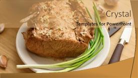  Presentation with green plate - Presentation theme enhanced with cauldron-of-soup-and-baked background and a yellow colored foreground