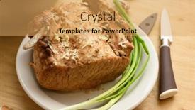  Presentation with green plate - Slide set featuring cauldron-of-soup-and-baked background and a yellow colored foreground