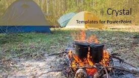  Presentation with campfire - Colorful slide set enhanced with cauldrons over burning campfire backdrop and a yellow colored foreground