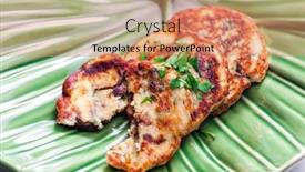  Presentation with cauliflower - PPT theme enhanced with cauliflower-and-potato-pancakes background and a coral colored foreground