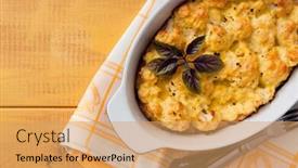  Presentation with cauliflower - Slide set enhanced with cauliflower-baked-with-egg background and a coral colored foreground