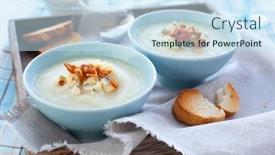  Presentation with cauliflower - Slides enhanced with cauliflower cream soup with bacon and gorgonzola background and a sky blue colored foreground