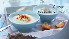  Presentation with cauliflower - Cool new theme with cauliflower cream soup with bacon and gorgonzola backdrop and a sky blue colored foreground
