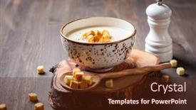  Presentation with cauliflower - PPT layouts having cauliflower cream soup with croutons background and a tawny brown colored foreground