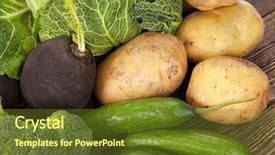  Presentation with cauliflower - PPT layouts having cauliflower field - vegetables assortment on a table background and a  colored foreground