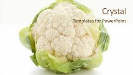  Presentation with cauliflower - Theme consisting of cauliflower head isolated on white background and a cream colored foreground