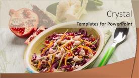  Presentation with cauliflower - Theme enhanced with cauliflower salad with zucchinis and pomegranate background and a soft green colored foreground