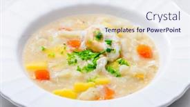  Presentation with cauliflower - Beautiful PPT theme featuring cauliflower-soup-with-carrot-potatoes backdrop and a sky blue colored foreground