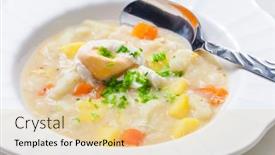  Presentation with cauliflower - PPT layouts having cauliflower-soup-with-carrot-potatoes background and a blonde colored foreground