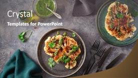  Presentation with plant based - Presentation design featuring cauliflower-steaks-with-herb-sauce background and a gray colored foreground