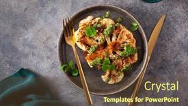  Presentation with plant based - Slides enhanced with cauliflower-steaks-with-herb-sauce background and a tawny brown colored foreground