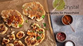  Presentation with plant based - Slide set featuring cauliflower-steaks-with-herb background and a coral colored foreground