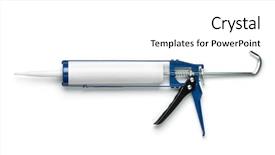  Presentation with gun - Audience pleasing presentation theme consisting of caulking gun with blank plastic backdrop and a white colored foreground