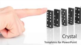  Presentation with 3d white people pushing - Presentation design enhanced with cause effect - hand pushing dominoes isolated background and a white colored foreground