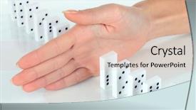  Presentation with government stopping smoking - Cool new PPT theme with cause effect - hand stopping dominoes falling isolated backdrop and a lemonade colored foreground