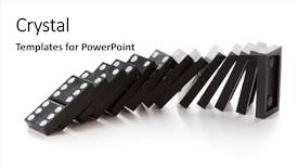  Presentation with cause - Presentation theme enhanced with cause effect - stack of dominoes falling isolated background and a white colored foreground