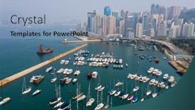  Presentation with typhoon - Presentation theme consisting of causeway-bay-hong-kong-01 background and a light blue colored foreground