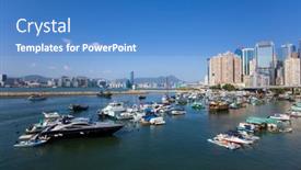  Presentation with typhoon - Beautiful PPT theme featuring causeway-bay-hong-kong-05 backdrop and a teal colored foreground