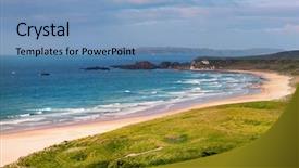  Presentation with panoramic - Slide deck featuring causeway coastal route northern ireland background and a light blue colored foreground